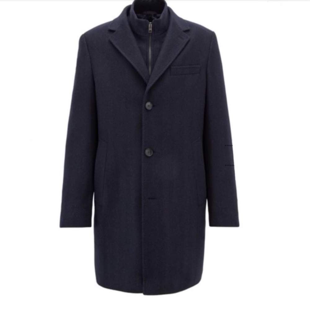 Hugo BOSS Men's Navy Wool Pea Coat with Detachable Inner Jacket Size 40R